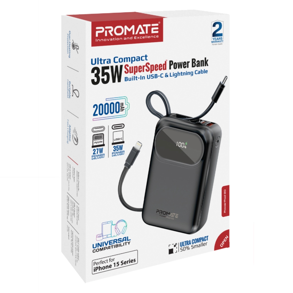 Повербанк Promate 20000mAh PD/35W (powerpod-20.black)