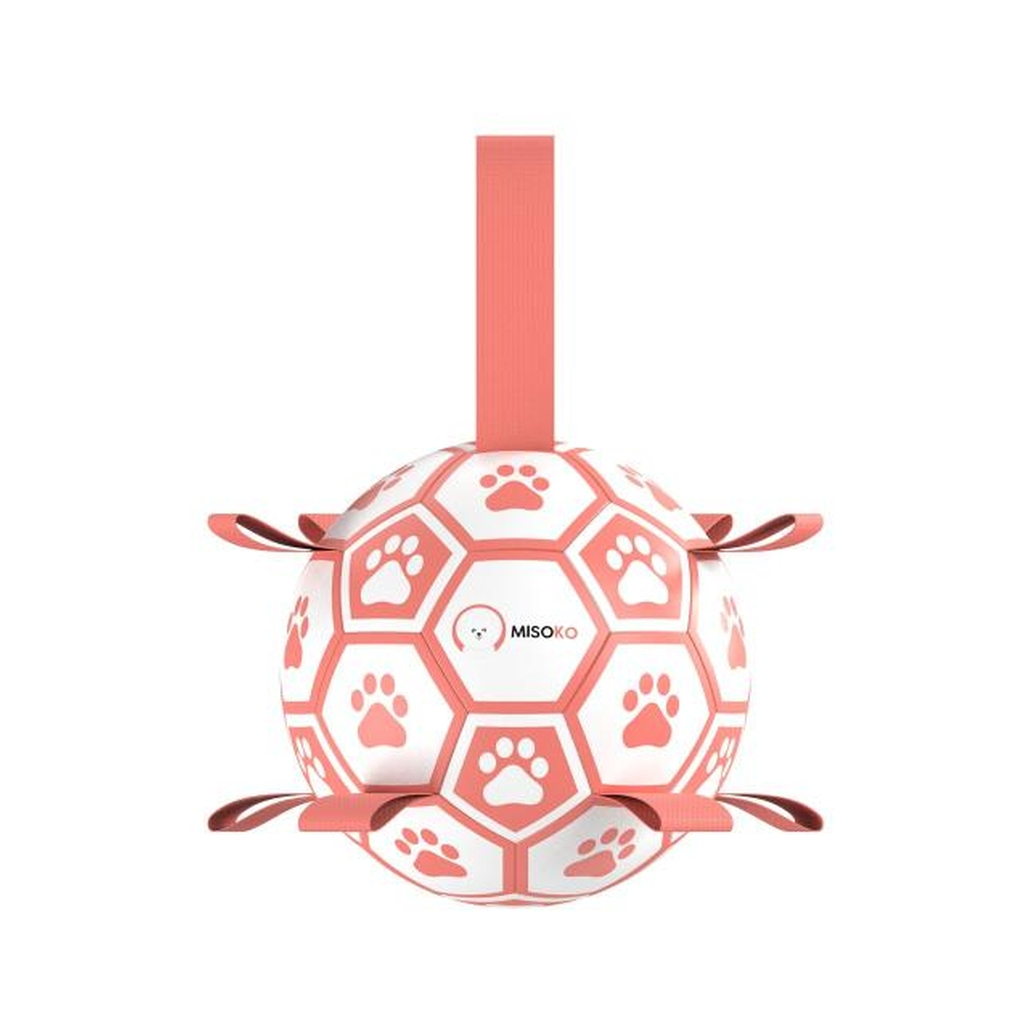 Іграшка для собак MISOKO&CO М'яч надувний у формі футбольного м'яча білий з рожевим 18.5 см (KINMSK70110)