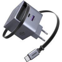 Зарядний пристрій Ugreen USB-C PD45W GaN + cable USB-C to USB-C retractable (65822)