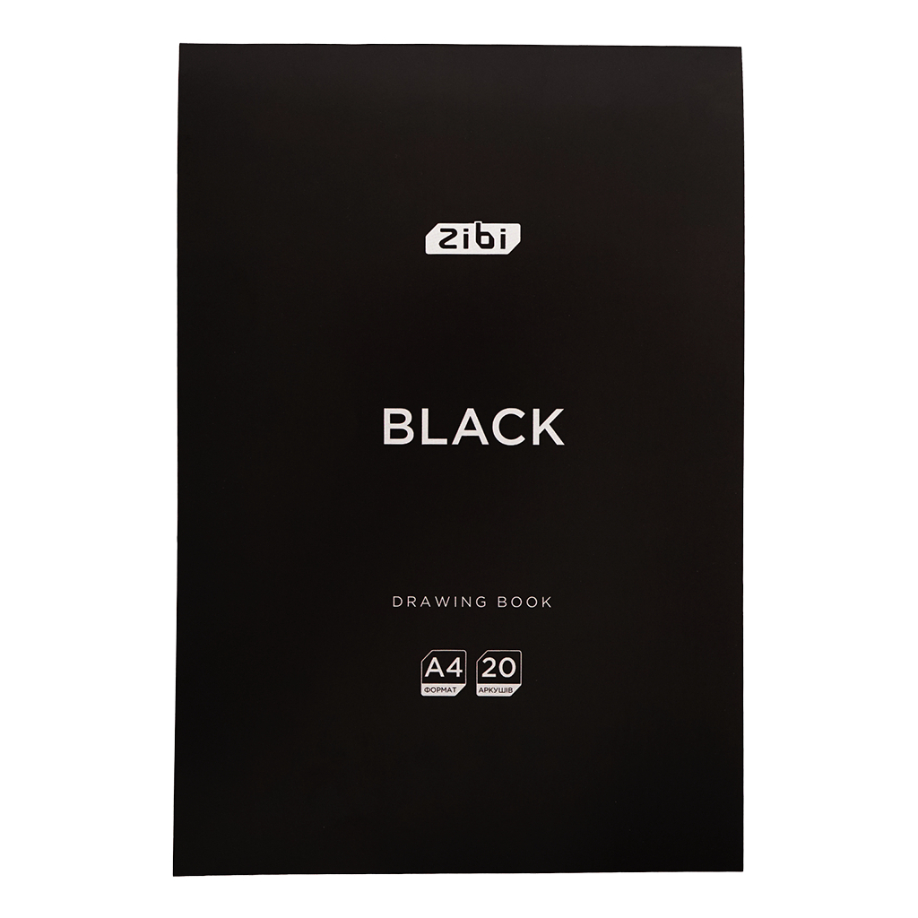 Альбом для малювання ZiBi (планшет) А4 BLACK, 20 аркушів, клеєний блок, чорний (ZB.1465-01) Альбом для малювання ZiBi (планшет) А4 BLACK, 20 аркушів, клеєний блок, чорний (ZB.1465-01)