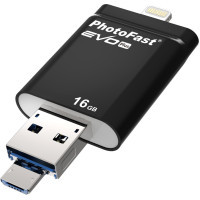USB флеш накопичувач PhotoFast 16GB i-FlashDrive EVO Plus Black USB- 3.0microUSB/Lightning (EVOPLUS16GB)
