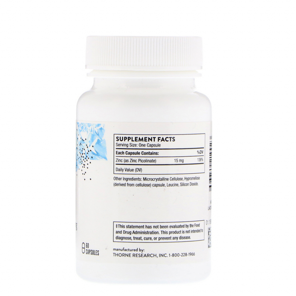 Мінерали Thorne Research Цинк Пиколинат 15 мг, Zinc Picolinate, 60 капсул (THR-21002)