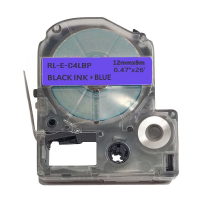 Label printer tape UKRMARK RL-E-C4LBP-BK/BL, analogue of LC4LBP. 12 mm x 8 m (CELC4LBP)