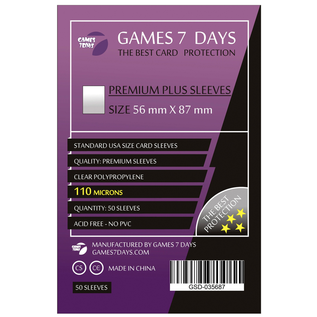 Протектор для карт Games7Days 56 х 87 мм, 110 мікрон, 50 шт (PREMIUM PLUS+) (GSD-035687)