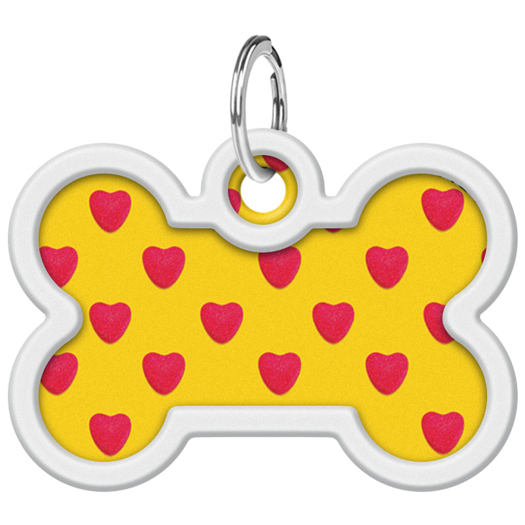 Адресник для тварин WAUDOG Smart ID з QR паспортом "Серця", кістка 40х28 мм (0640-0203)