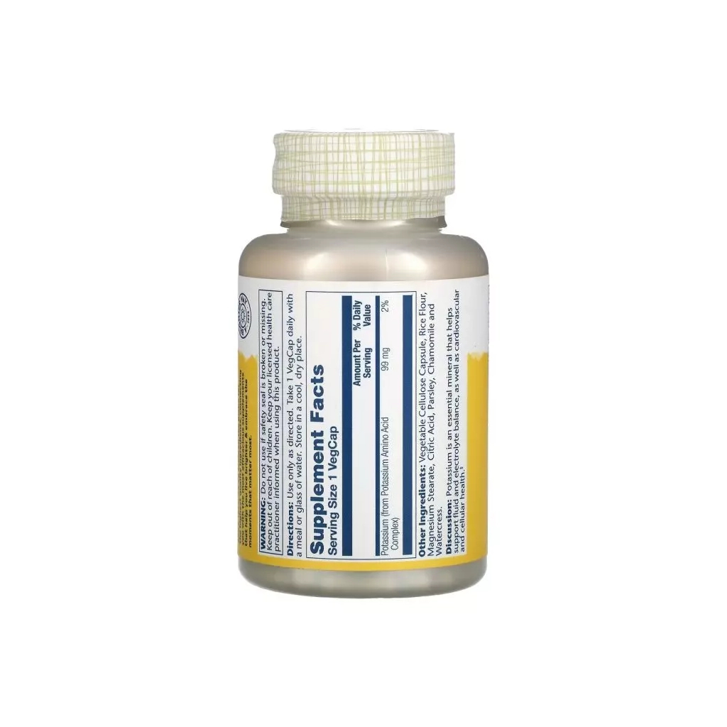 Мінерали Solaray Калій, 99 мг, Potassium, 200 вегетаріанських капсул (SOR-04671)