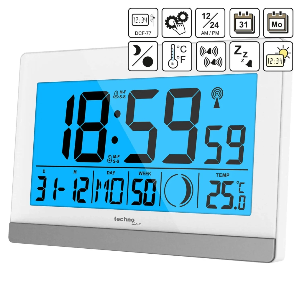 Настільний годинник Technoline WS8056 White/Silver (DAS301199)