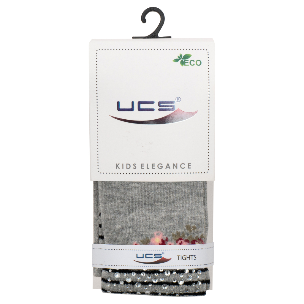 Колготки дитячі UCS Socks з квіточками (M0C0302-2109-7G-gray)