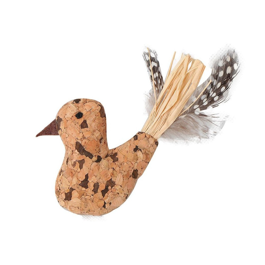 Іграшка для котів Eastland Пташка з котячою м'ятою із натуральної пробки та плюшу 7х6.5 см (6970115703070)