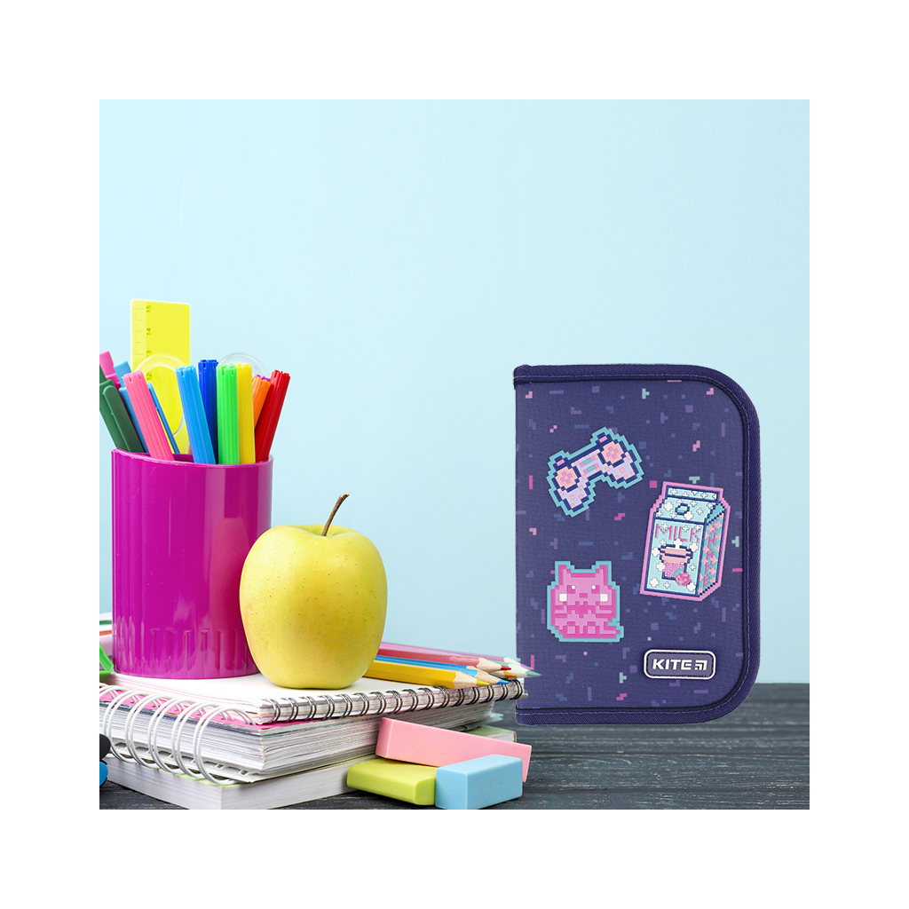 Пенал Kite Pixel Love K24-622-5, 1 відділення, 2 відвороти (K24-622-5)