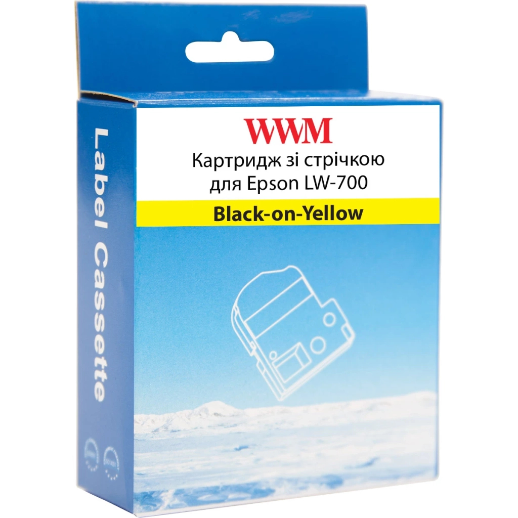 Стрічка для принтера етикеток WWM для Epson LW-700 24mm х 8m Black-on-Yellow (WWM-SC24Y)