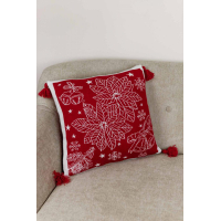 Pillowcase Provence decorative knitted Christmas tree red 45x45 (030169)