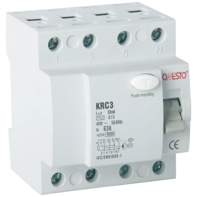 Диференційне реле (ПЗВ) ONESTO 1п+N 25А RCD 30mA, тип AC (KRC3) (0211.)