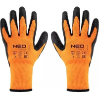 Protective gloves Neo Tools latex coating, polyester, grade 10, orange black (97-612-10)