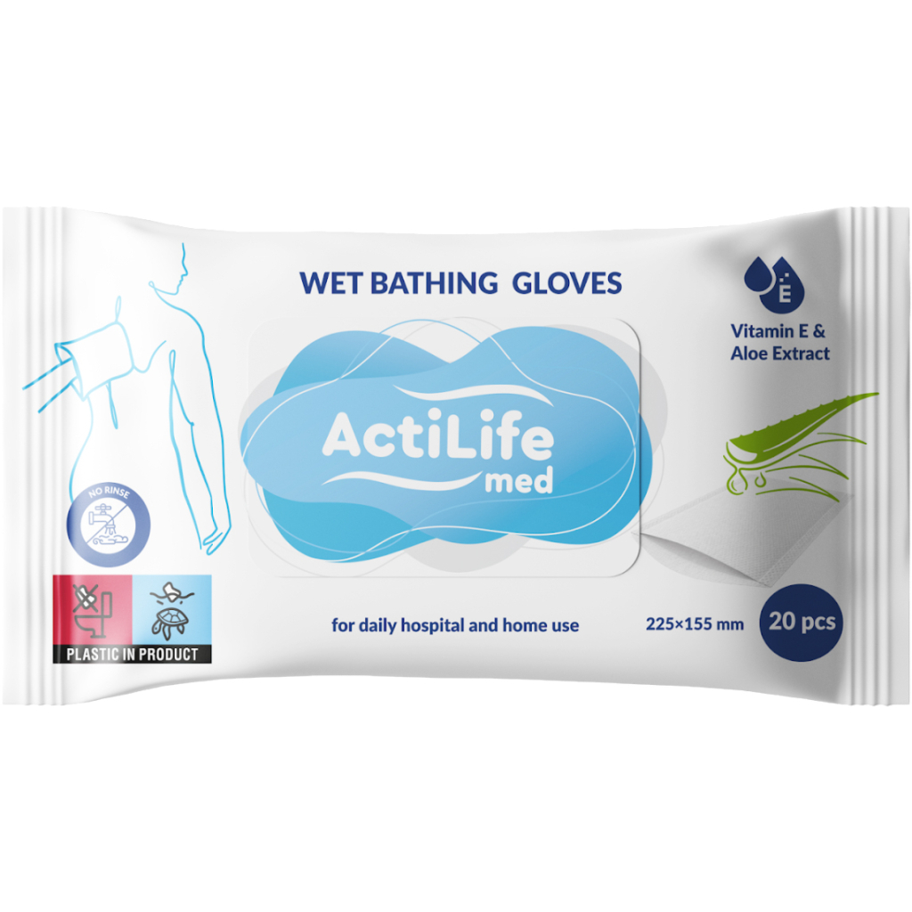Вологі рукавички для миття всього тіла ActiLife 20 шт (4820174981686)