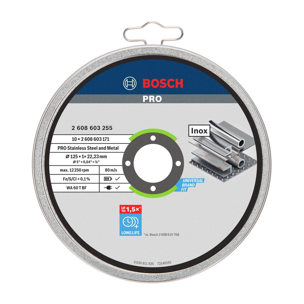 Круг відрізний Bosch Professional Stand по металу, 125х1.0х22.2мм, 10шт (2.608.603.255)