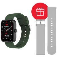 Смарт-годинник 2E Alpha SQ Music Edition 46mm Black-Green + ремінець сірий (2E-CWW40BKGN-WS)