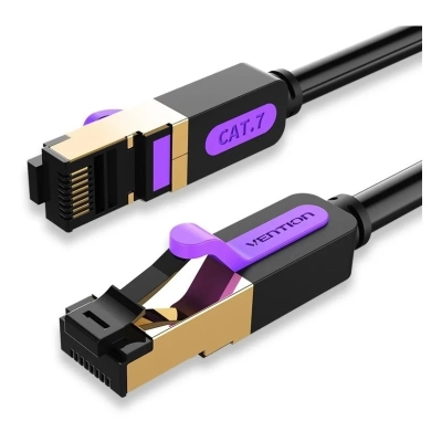 Патч-корд 1м, S/FTP cat 7 RJ-45 black Vention (ICDBF)