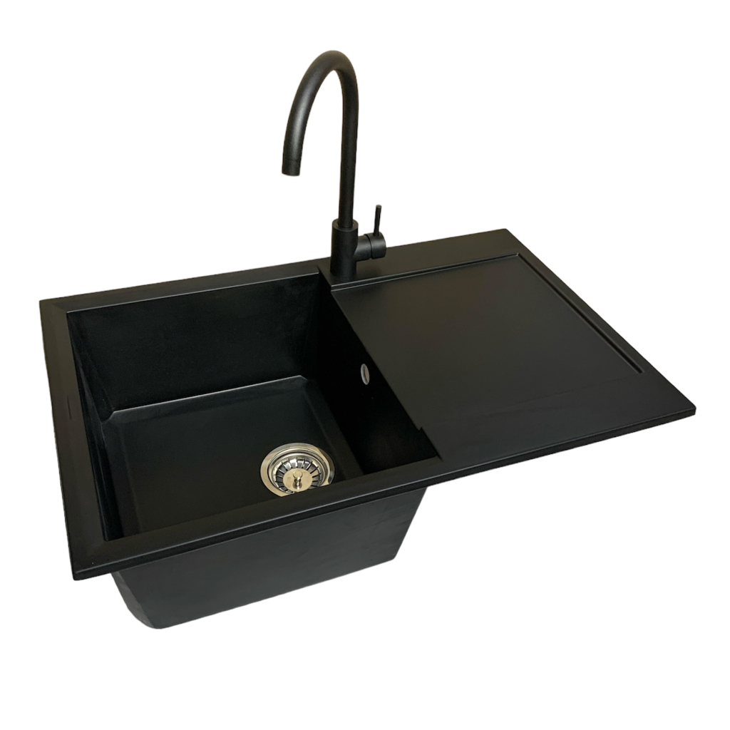 Мийка кухонна Adamant Horizon антрацит + змішувач + дозатор + ополіскувач склянок + кола (4824296106315)