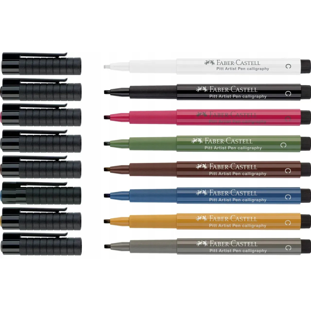 Лайнер Faber-Castell набір капілярних ручок для каліграфії PITT Calligraphy 8 кольорів (28953)