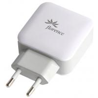 Зарядний пристрій Florence 2USB 3A + Lightning cable White (FW-2U030W-L)