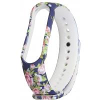 Ремінець до фітнес браслета Armorstandart для Xiaomi Mi Band 5 Blue With Flowers (ARM57015)