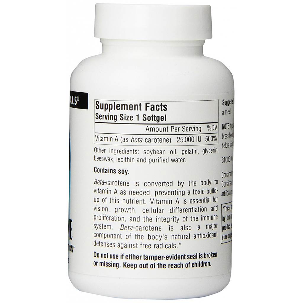Вітамін Source Naturals Бета Каротин (Вітамін А) 25000IU, 100 желатинових капсул (SN0403) Вітамін Source Naturals Бета Каротин (Вітамін А) 25000IU, 100 желатинових капсул (SN0403)