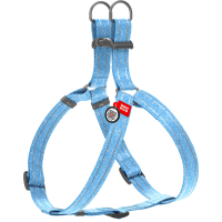 Dog harness WAUDOG Re-cotton with QR-passport L blue (03332)