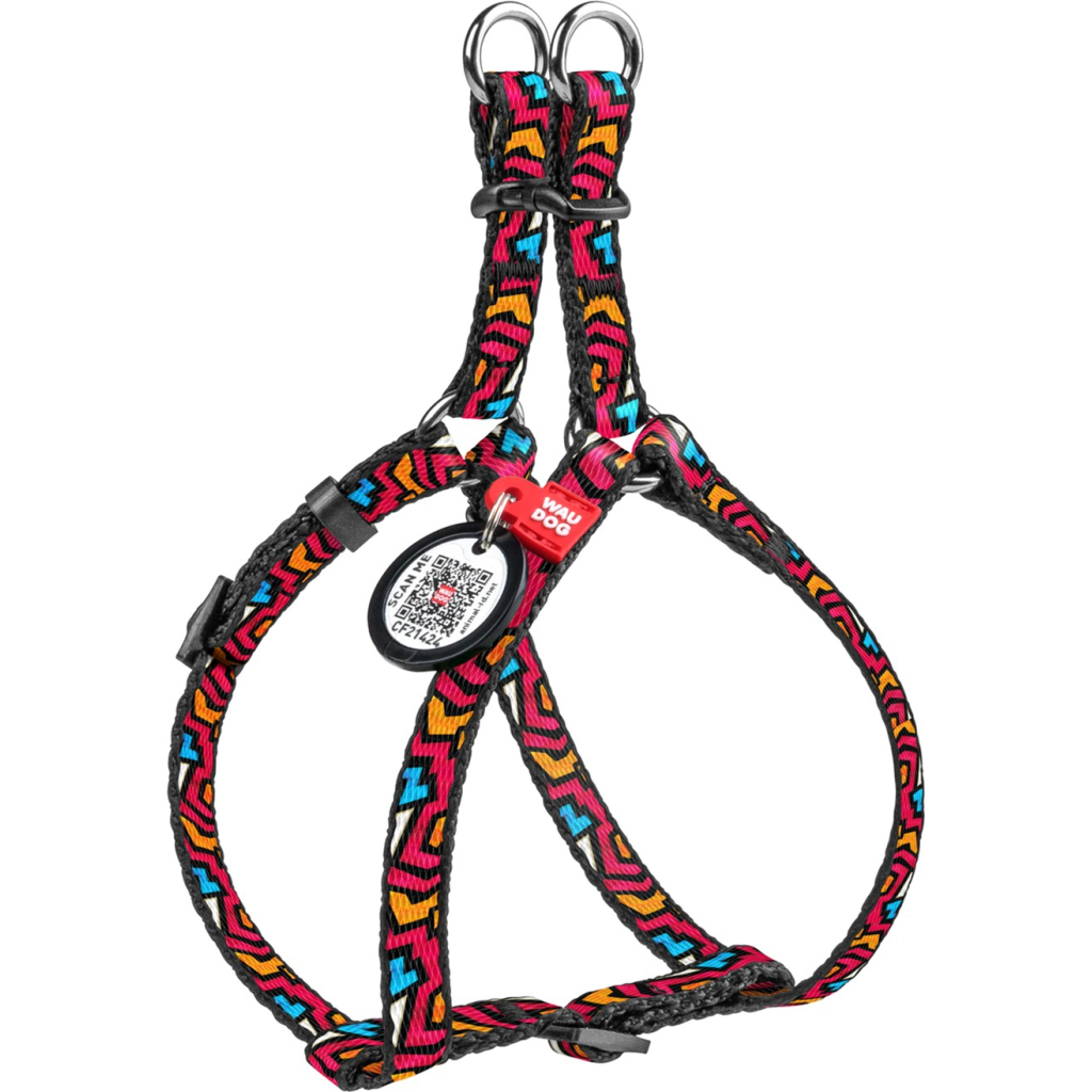 Шлея для собак WAUDOG Nylon з QR паспортом анатомічна "Графіті" L (5016)
