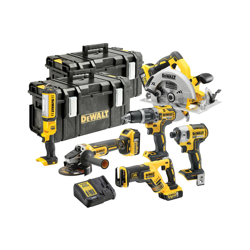 Набір електроіструментів DeWALT 6 од., 3*5Ah, 2 кейси TOUGH SYSTEM (DCK623P3)