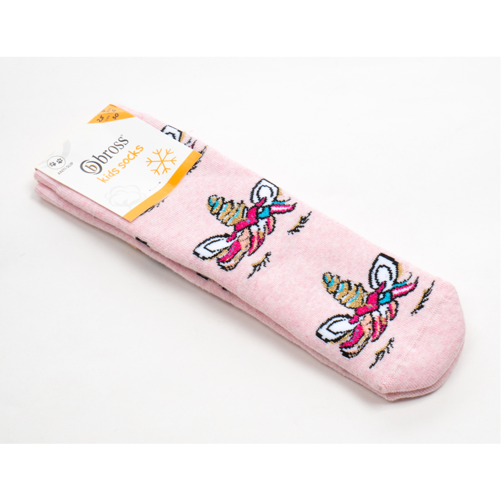 Шкарпетки дитячі Bross махрові з єдинорогом (9620-6-pink)