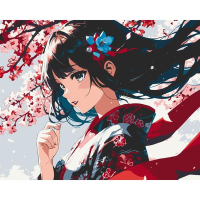 Картина по номерам ArtCraft Дівчина з сакурою 40х50 см (16107-AC)