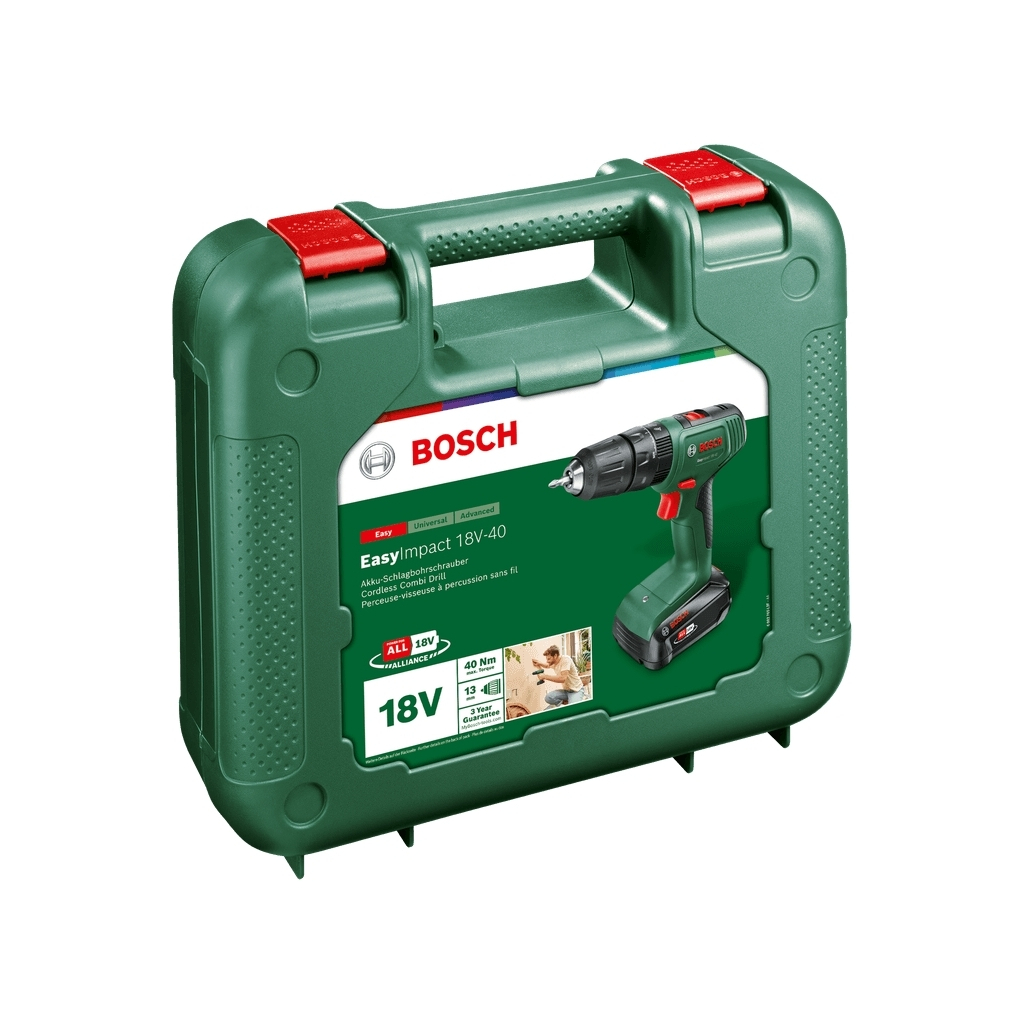 Шуруповерт Bosch EasyImpact 18V-40 18В 1х1.5Агод 2038Нм 0-4300-1650обхв кейс ЗП 1.4кг (0.603.9D8.101)
