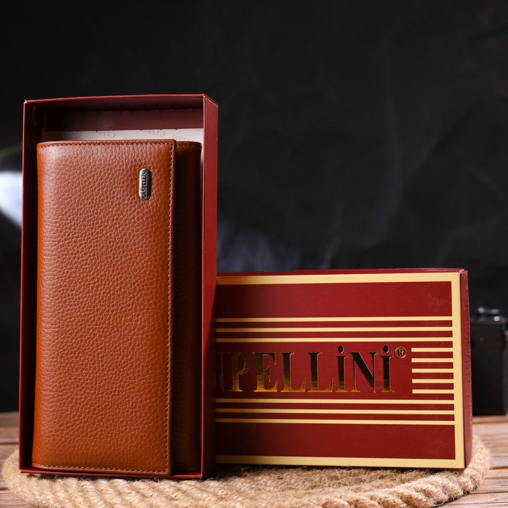 Портмоне Canpellini З натуральної шкіри Світло-коричневе (21524)