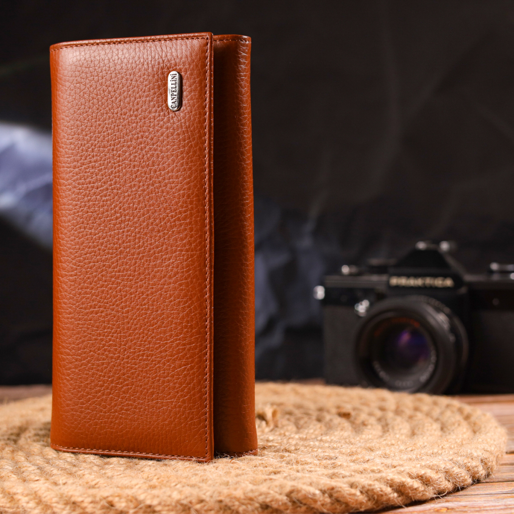 Портмоне Canpellini З натуральної шкіри Світло-коричневе (21524)