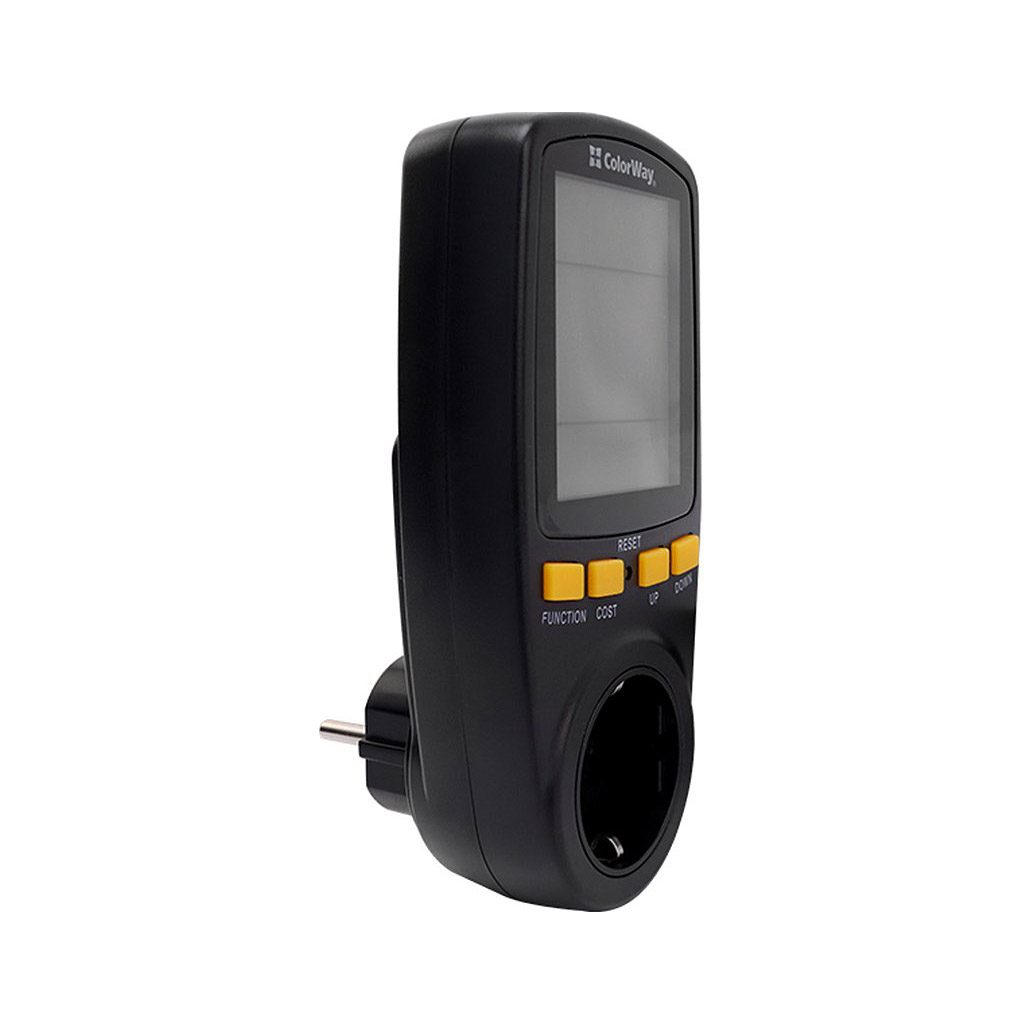 Ватметр ColorWay цифровий 16A/3680W, black (CW-VM16-02D)