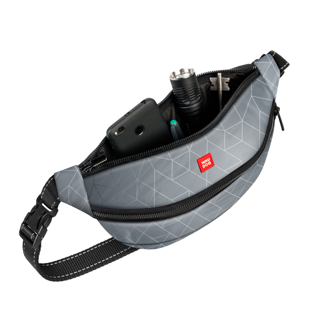 Поясна сумка-бананка для собак WAUDOG Family світловідбивна 33х17х10 см (5686)