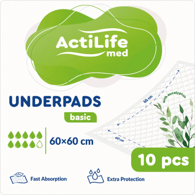 Пелюшки для малюків ActiLife Med Basic 60 х 60, 10 шт (4820174981419)