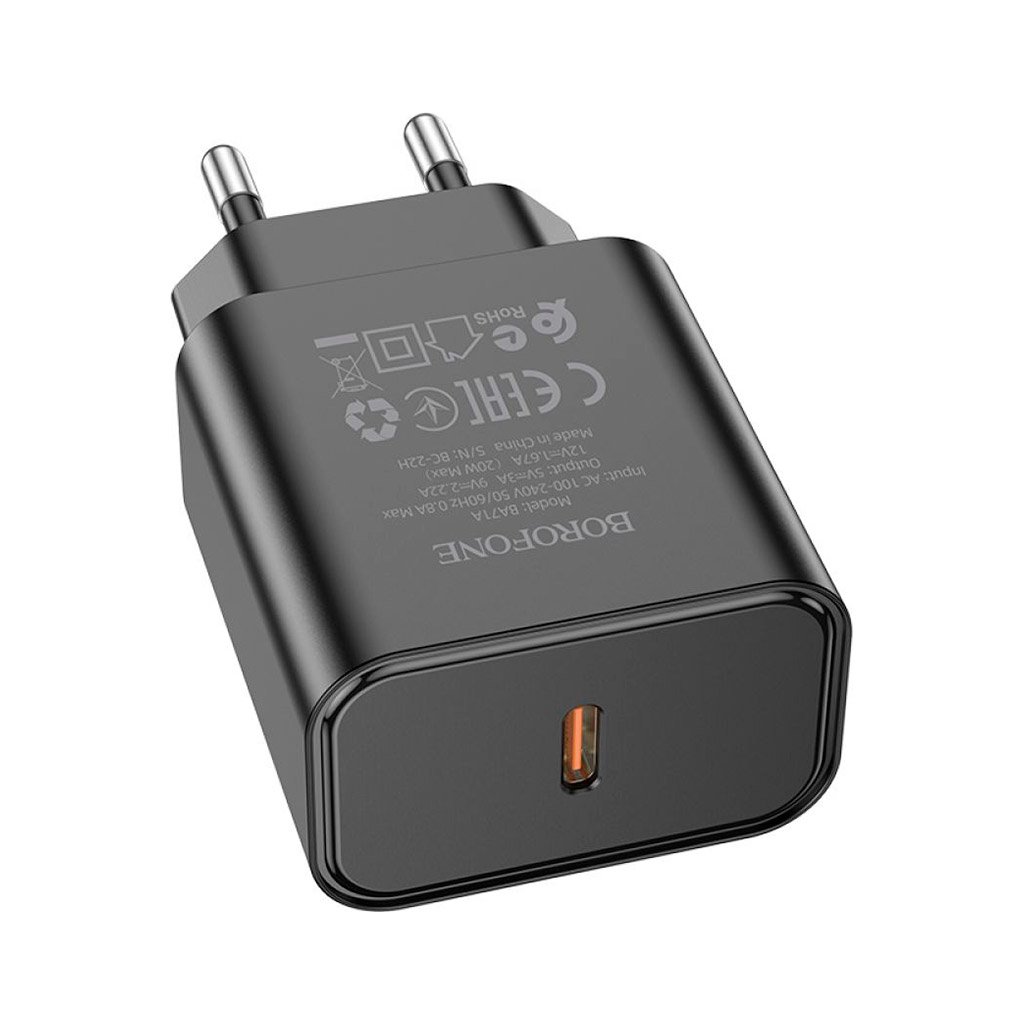 Зарядний пристрій BOROFONE BA71A Power USB-C PD20W Black (6974443387957)