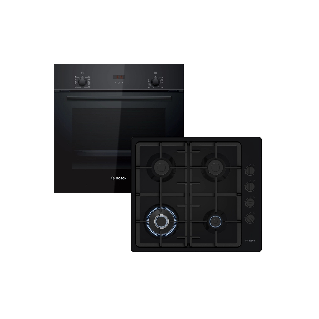 Комплект вбудованої техніки Bosch Духова шафа HBF512BB1T + Газова варильна поверхня PBH6C6K90R (-)