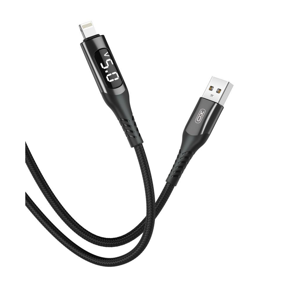 Дата кабель USB 2.0 AM to Lightning 1.0m 2.4A LED black XO (NB162-L-1-BK)