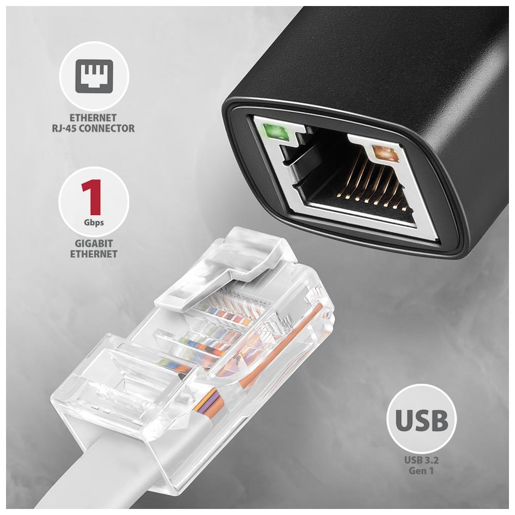Перехідник USB-C to RJ45 Ethernet 1000Mbps black AXAGON (ADE-ARC) Перехідник USB-C to RJ45 Ethernet 1000Mbps black AXAGON (ADE-ARC)