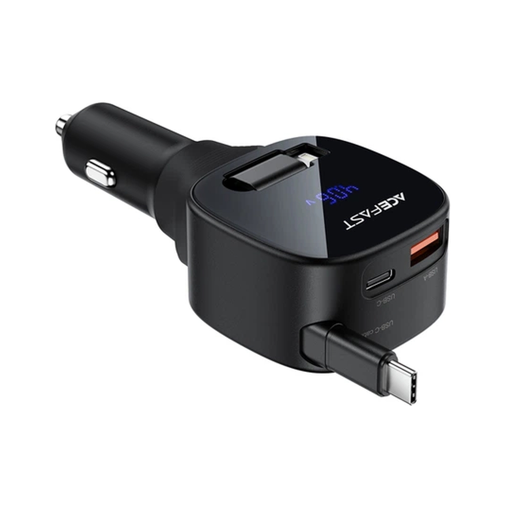 Зарядний пристрій Acefast 1xUSB-C PD95W + telescopic cable USB-C black (6974316285946)