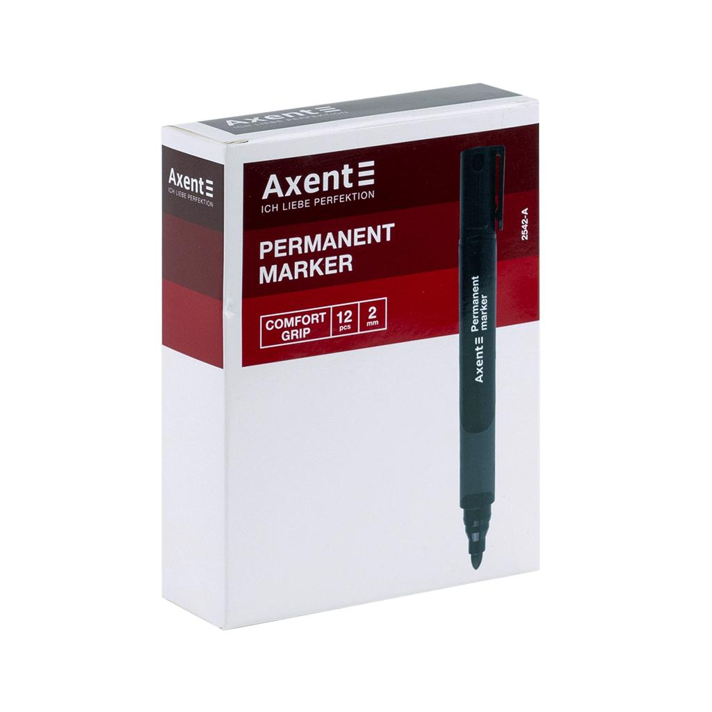 Маркер Axent Permanent Comfort Grip 2542-A, 2 мм круглий червоний (2542-06-A)