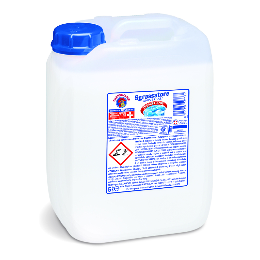 Рідина для чищення ванн ChanteClair Sgrassatore Universale Disinfettante Для дезінфекції 5 л (8015194507381)