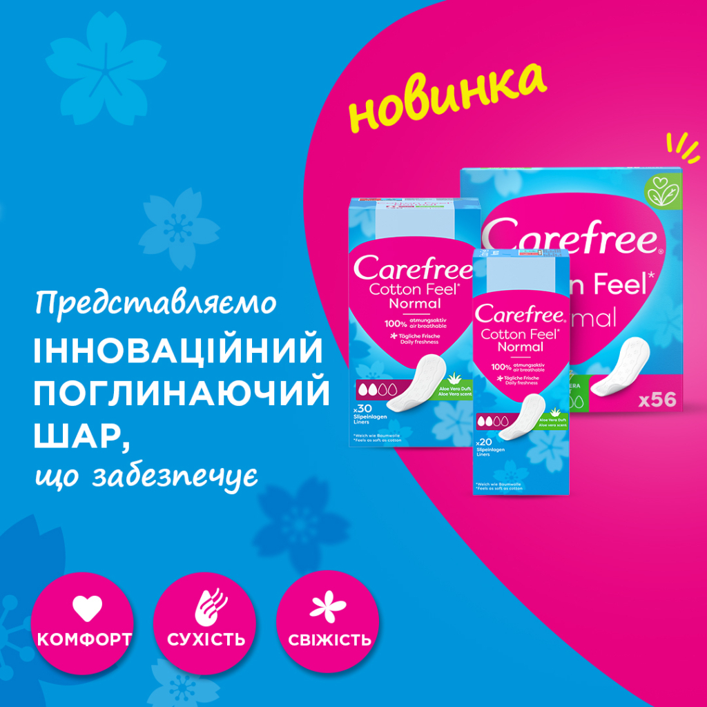 Щоденні прокладки Carefree Алое Вера 20 шт. (3574661064314/3574661565057/3574661486123)