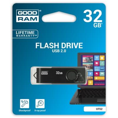 USB флеш накопичувач Goodram 32GB Twister Clip Black USB 2.0 (UTS2-0320KKR11)