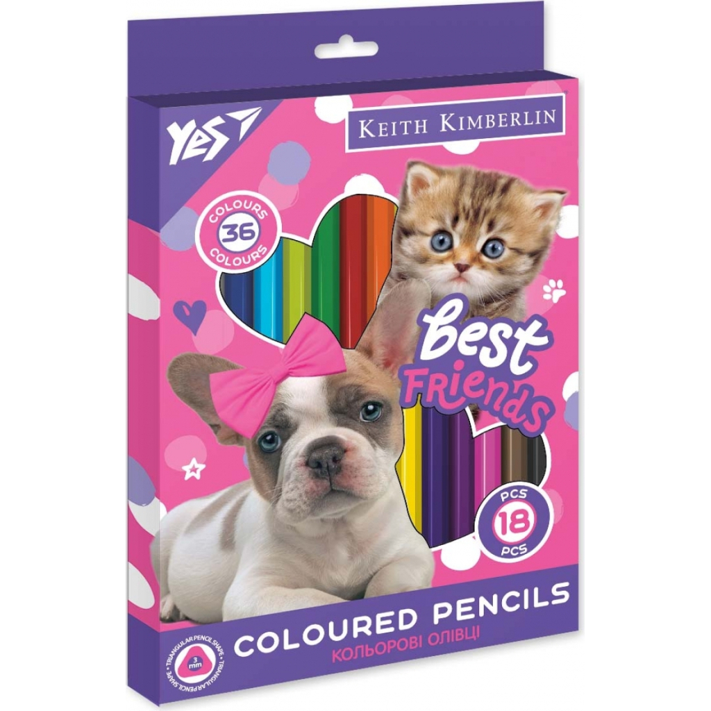 Олівці кольорові Yes Keith Kimberlin двосторонні 18 шт. 36 кольорів (290690) Олівці кольорові Yes Keith Kimberlin двосторонні 18 шт. 36 кольорів (290690)