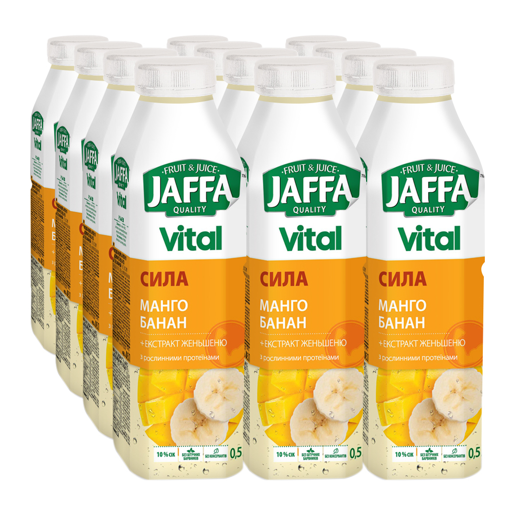 Напій Jaffa соковмісний Vital Power Манго та банан з екстрактом женьшеню 500 мл (4820016253735)