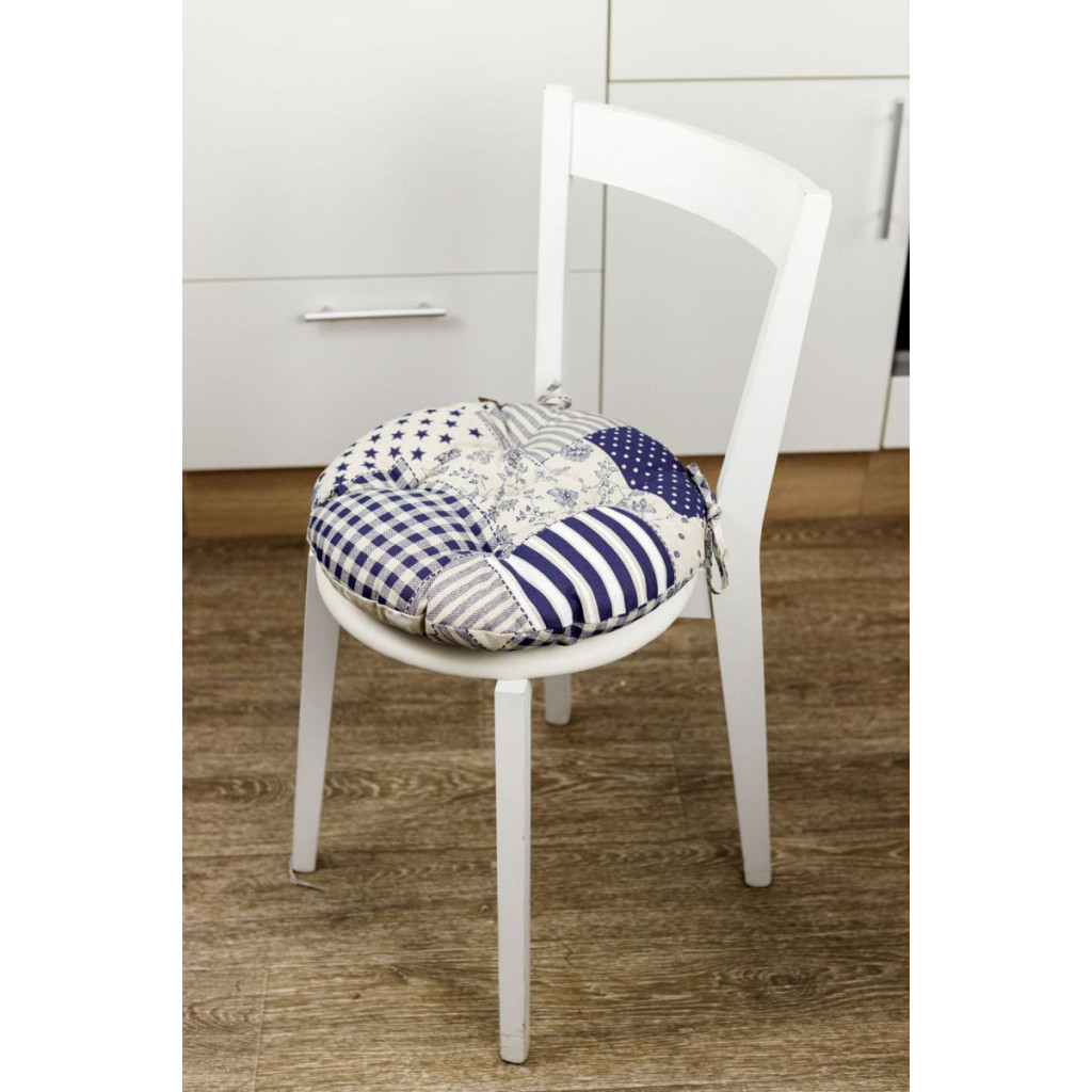 Подушка на стілець Прованс Печворк синій Господиня D-40 см (4823093451209)